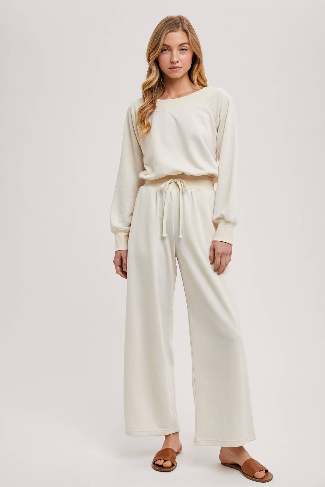 WIDE NECK OFF THE SHOULDER KNIT JUMPSUIT