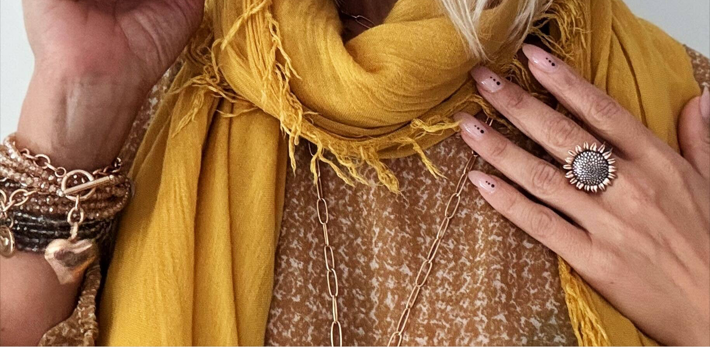 Have Faith Sunflower Inspire Adjustable Ring