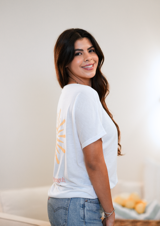 She Rises in Strength V-Neck Tee