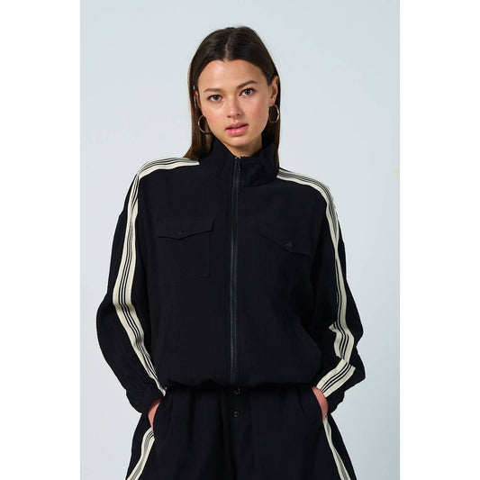 Zip Up Sweatshirt and Buttoned Shorts Set